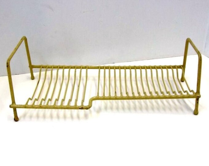 Retro Yellow Wire Plate Rack Rubber Coated Wire Kitchen Etsy