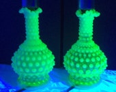 Fenton Hobnail Vaseline Glass Lamp Pair Uranium Glass Lamps Opalescent Yellow Topaz Vaseline Glass Bedside Boudoir Lamp Mantle Lamps DD 1404