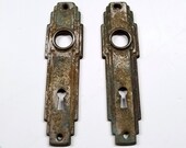 Art Deco Door Plate Pair Set of Two Antique Brass Door Plates Restoration Hardware Salvage Door Hardware DD 1566