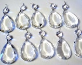 Excellent Quality 2 quot Chandelier Crystal Teardrop Lot of TEN Chandelier Crystal Prism Tear Drops Jewelry Wedding Decor Vintage Replacement