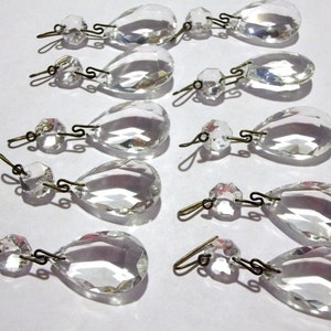 Very Small Excellent Quality Chandelier Crystal 1 1/8" Teardrops Lot of TEN 10 Tiny Clear Chandelier Crystal Tear Drop Prisms Jewelry Design