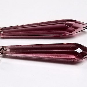 Tiny Antique Amethyst Purple Chandelier Crystal Spear Prisms, Set of Two 1 1/2&quot;