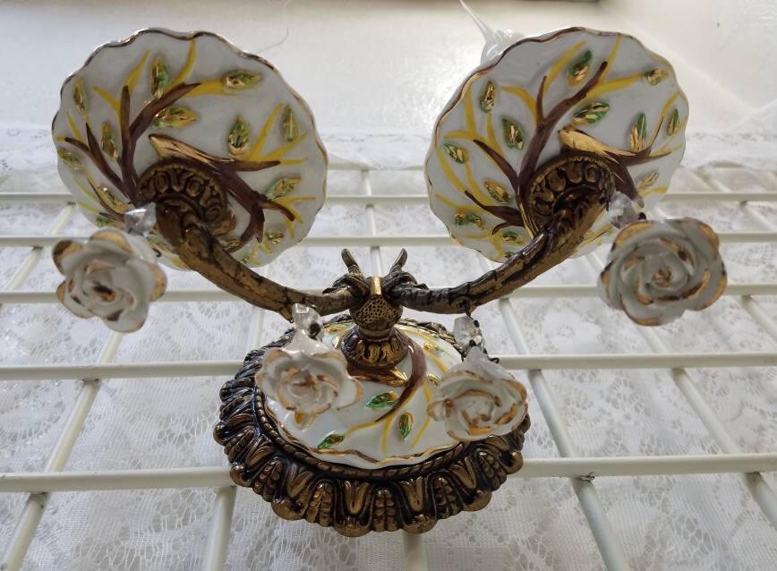 Zwei leichte Capodimonte Wandlampe mit Porzellan Rosen DD 1342 | Etsy