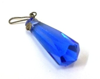 Lustre bleu vintage en cristal, prisme en verre de 2,5 cm, fabrication de bijoux