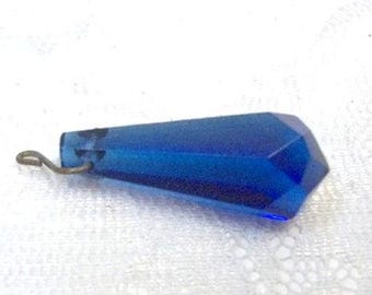 Lustre vintage bleu foncé 1" cristal lance prisme