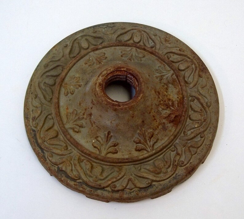 Antique Cast Iron Floor Lamp Base For Wood Shaft Ornate Acanthus Leaves Scrolls Architectural Salvage Restoration Repurpose Dd1466