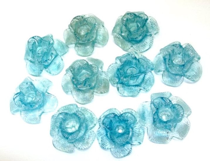 Blue Murano Chandelier Flowers Lot of TEN 1950s 2.5 Aqua | Etsy