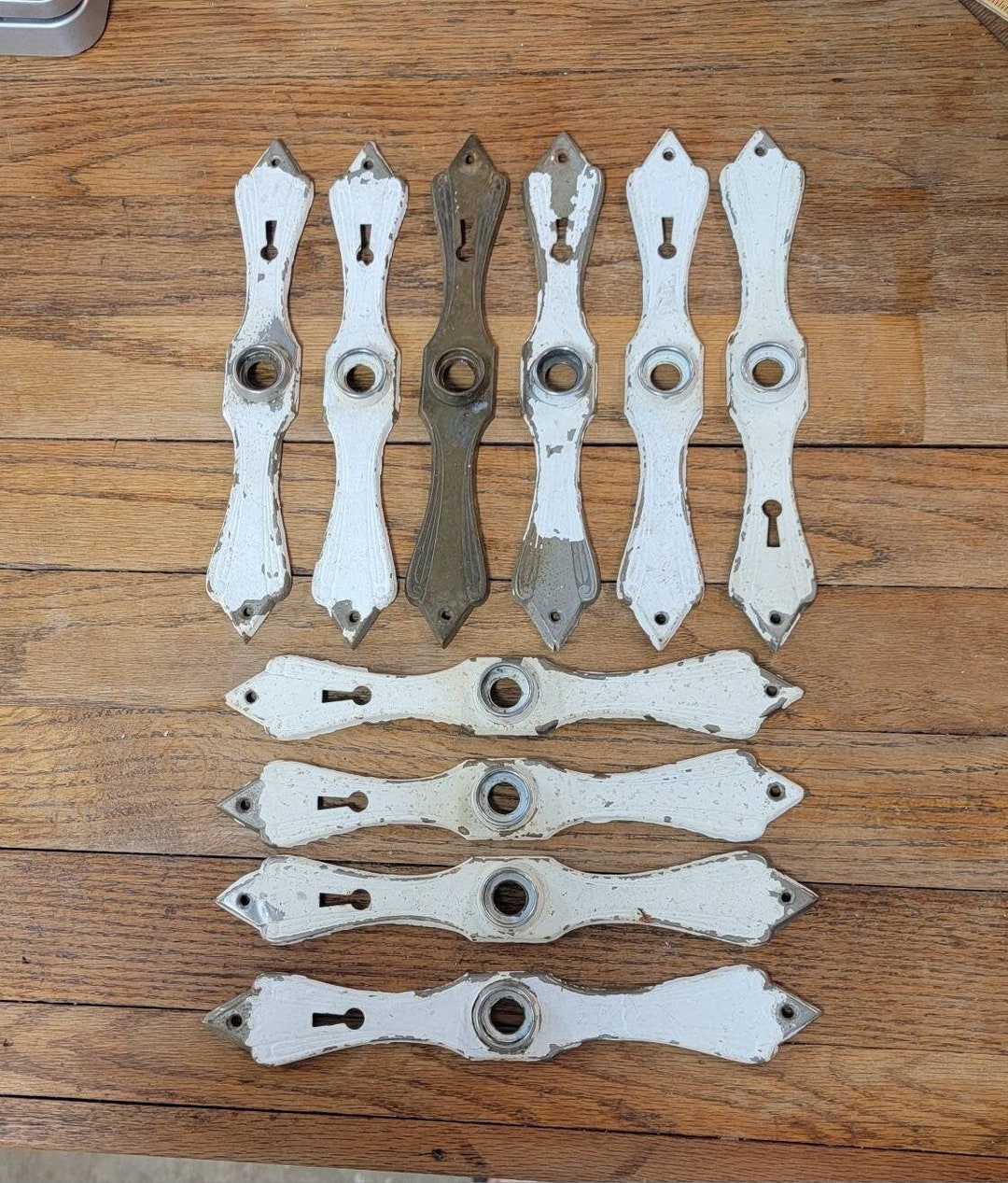 Ten Matching Long Thin Art Deco Door Knob Plates Etsy