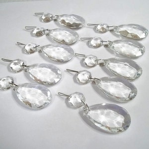 1 1/2' Excellent Quality Chandelier Crystal Teardrops, Set of Ten
