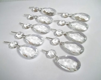 Excellent Quality Chandelier Crystal Teardrops 1 1/2" Lot of TEN 1.5" Clear Chandelier Crystal Prism Tear Drops Jewelry Vintage Replacement