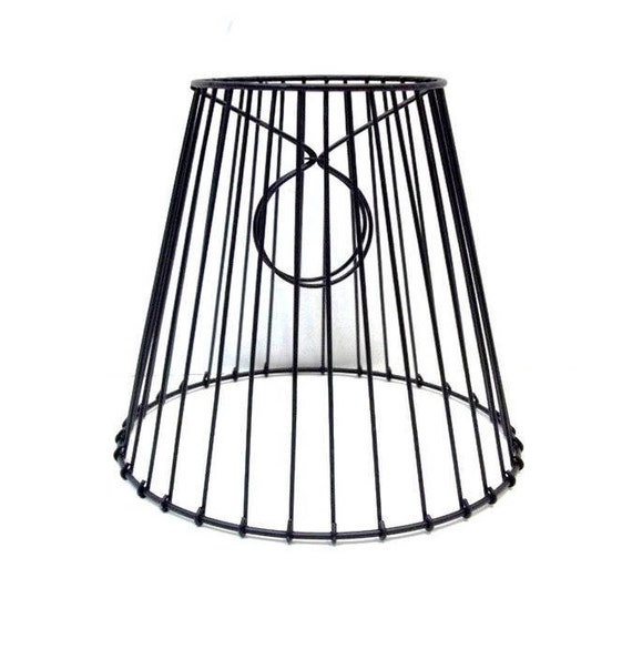 Black Metal Wire Lamp Shade Clip On 8x7x4 5 Vertical Wire Etsy