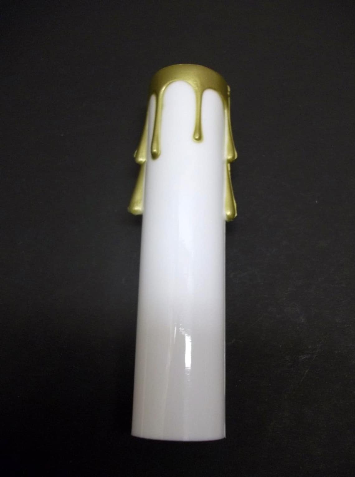 Five Chandelier Candle Covers White Plastic With Gold Drips Etsy