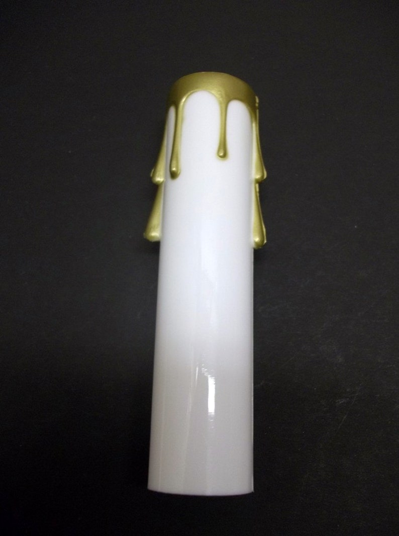 Five Chandelier Candle Covers White Plastic With Gold Drips - Etsy