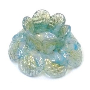 Opaline Blue With Gold 2&quot; Murano Glass Chandelier Flower