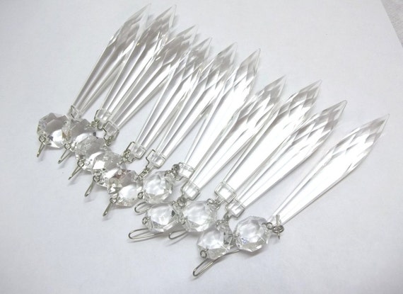 Excellent Quality Chandelier Crystal Prism Icicle Clear Chandelier Crystal U Drop Spear Drop 3&quot;  Lot of TEN (10) Crystal Udrop Spear Prisms