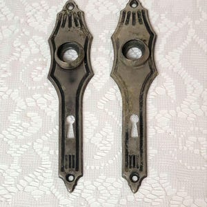 Art Deco Silver with Black Door Plate Pair