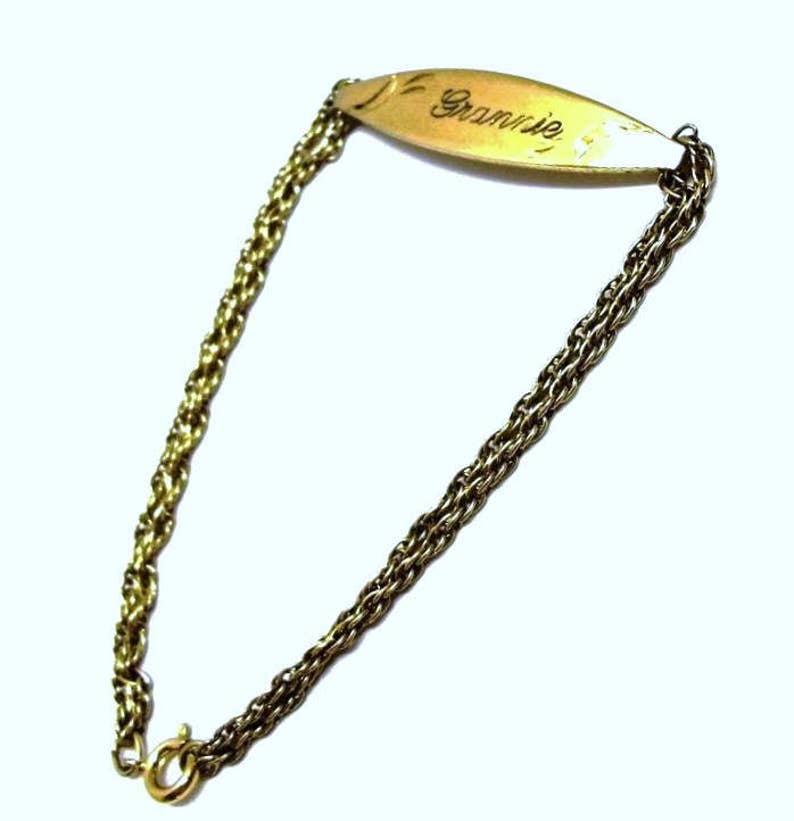 Gold Speidel ID Bracelet Engraved Grannie Personalized Gift Etsy