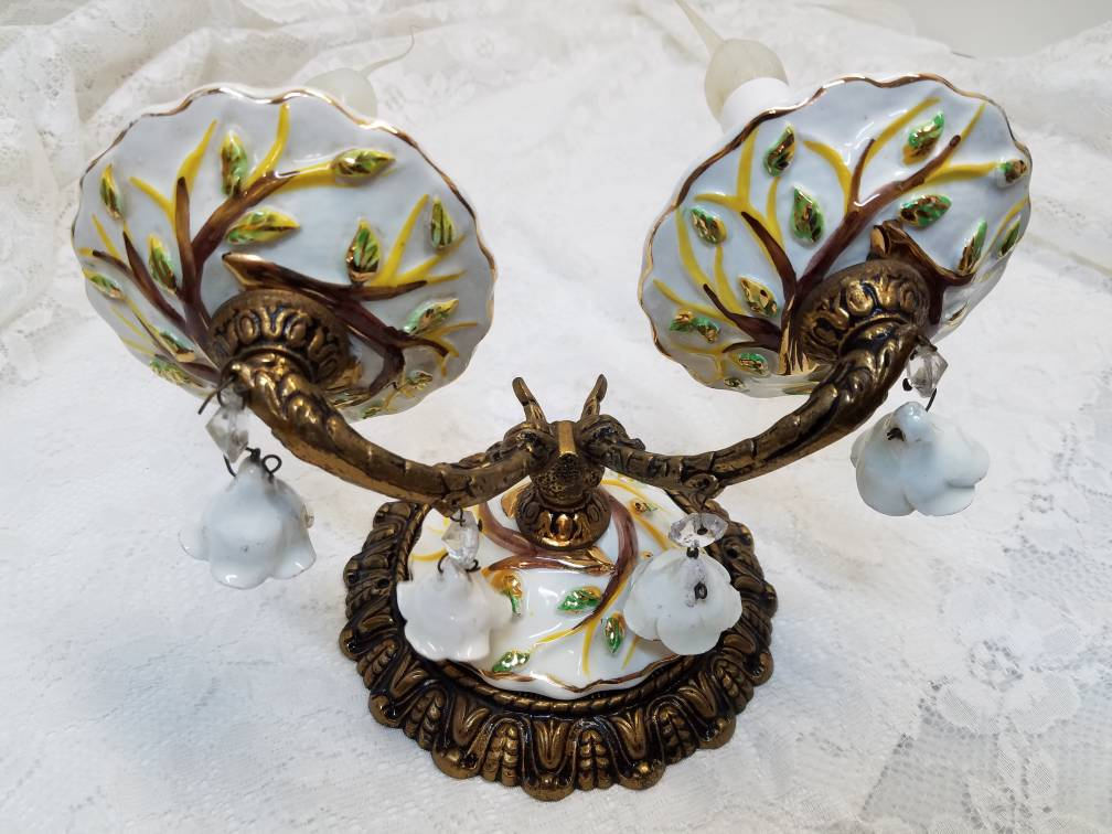 Zwei leichte Capodimonte Wandlampe mit Porzellan Rosen DD 1342 | Etsy