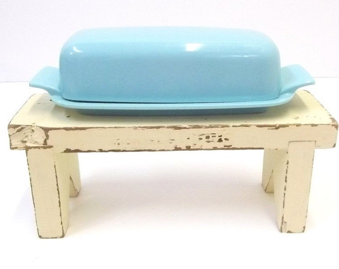 Mid Century Melmac Aqua Covered Butter Dish 1950s Melamine Butter Dish