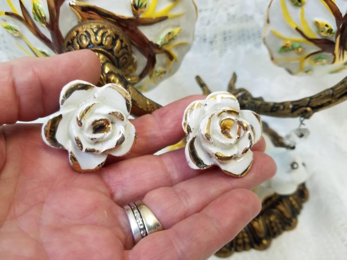 Zwei leichte Capodimonte Wandlampe mit Porzellan Rosen DD 1342 | Etsy