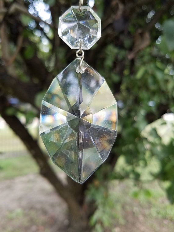3 1//2 inch by 2 1//4 inch Tree Shape Faceted Cut Crystal Glass Chandelier Prism