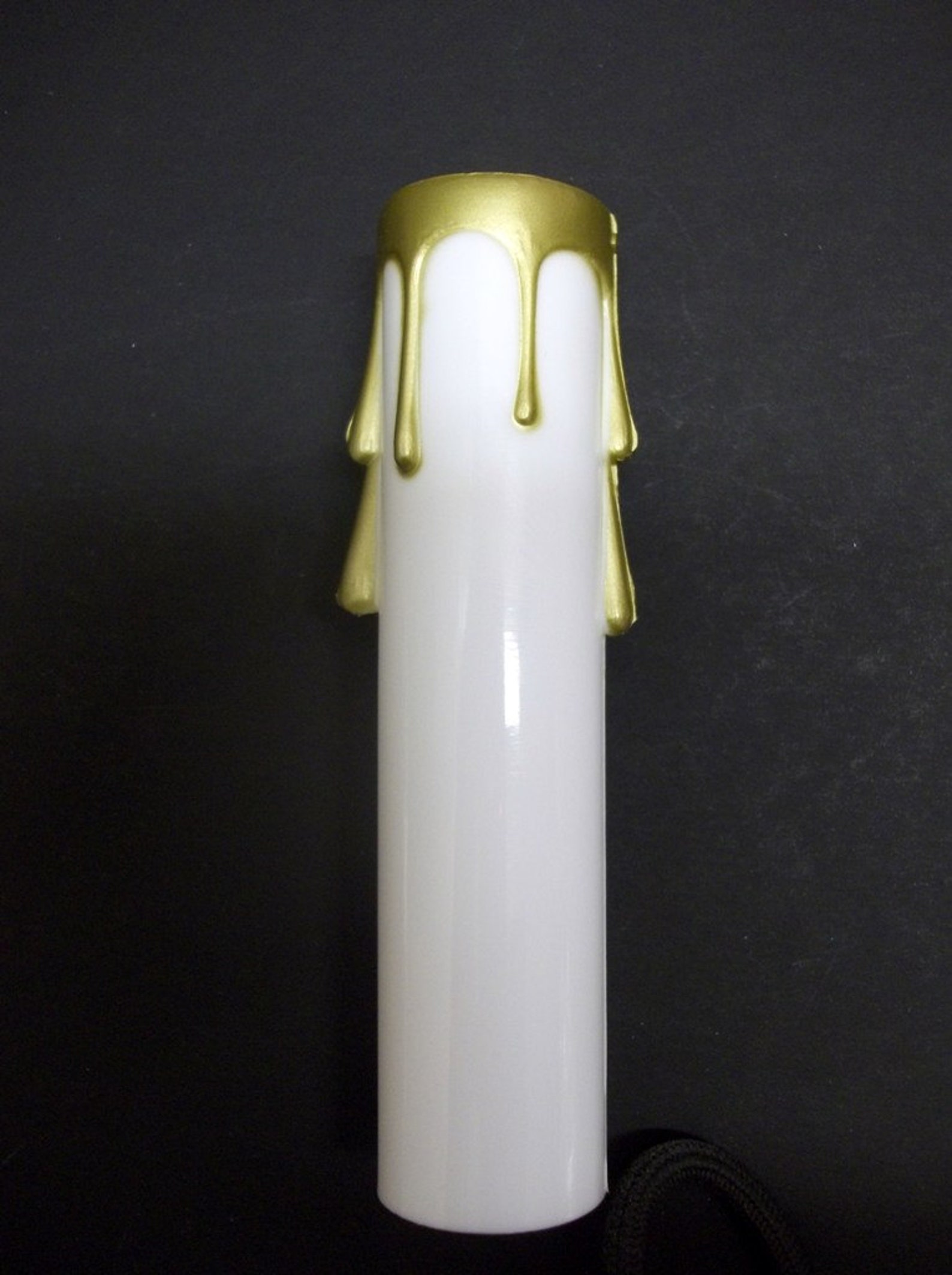 Five Chandelier Candle Covers White Plastic With Gold Drips Etsy