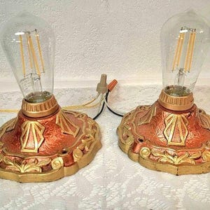 Art Deco Flush Mount Single Bare Bulb Light, Restored, Two Matching Availabl