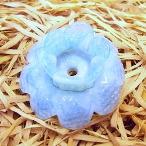 Vintage 2&quot; Opaline Blue Murano Glass Chandelier Flower