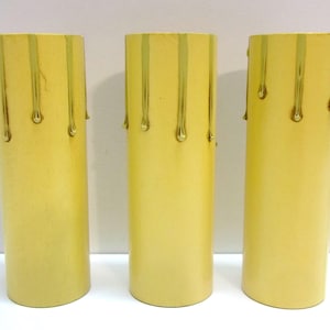 THREE 4&quot; Antique Gold Drip Standard Size Socket Chandelier Candle Covers