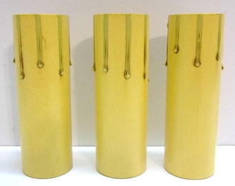 THREE 4" Antique Gold Drip Standard Size Socket Chandelier Candle Covers