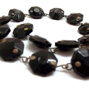 Antique Black Chandelier Crystal Octagon Garland Dark Patina Wire Connectors 12" Strand 15mm