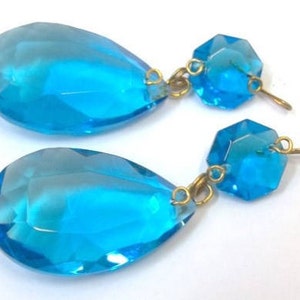 1 1/2&quot; Aqua Blue Chandelier Crystal Teardrops, Set of TWO