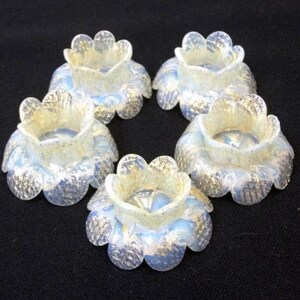 Opaline Gold Murano Chandelier Flowers, 2&quot;, Set of Five