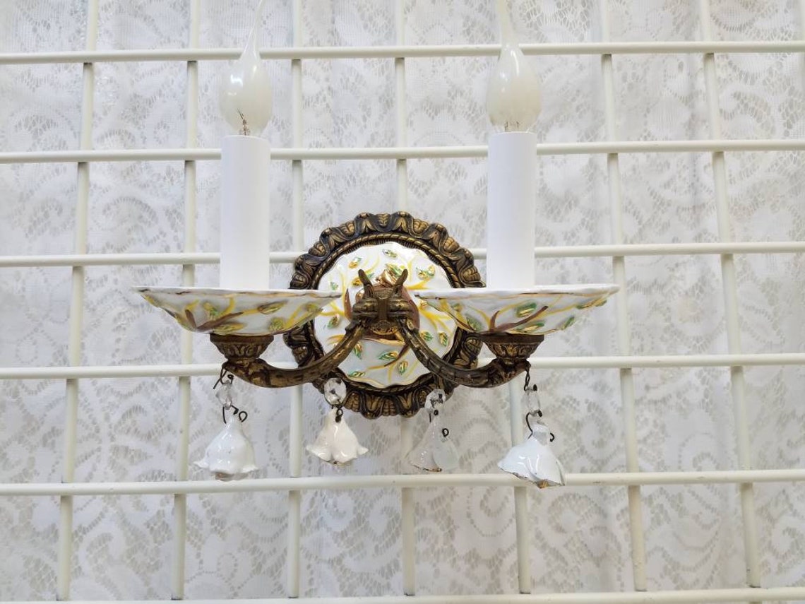 Zwei leichte Capodimonte Wandlampe mit Porzellan Rosen DD 1342 | Etsy