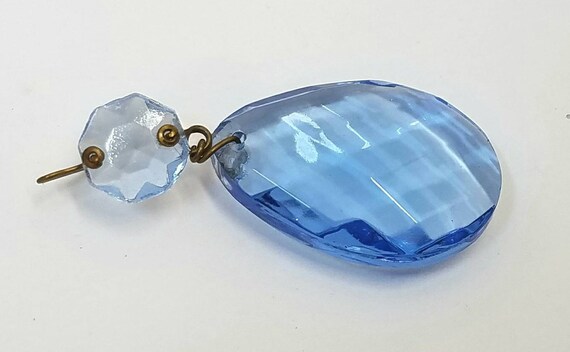 10 crystal tear drop LOT suncatcher CHANDELIER prism faceted 1.5" 38mm blue