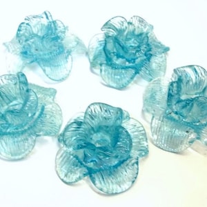 1950s Blue Murano Chandelier Flowers, Set of 5 2.5&quot; Daffodil Shape