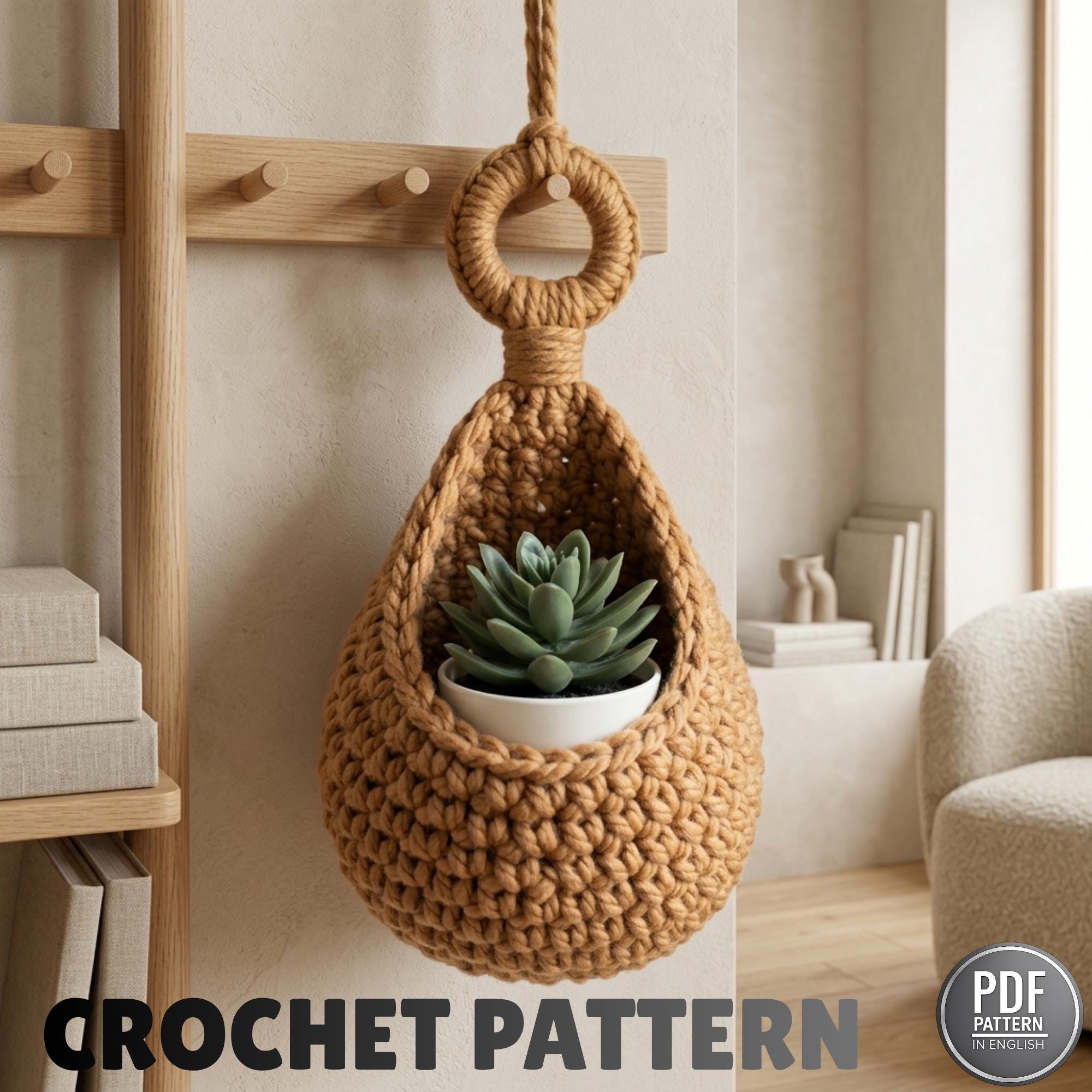 Crochet Hanging Basket Patterns wall decor- Hook