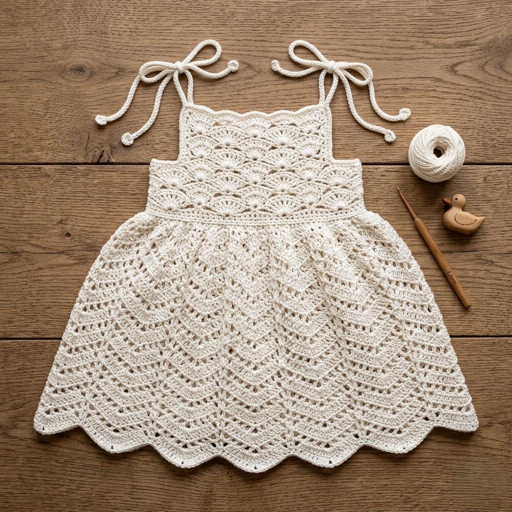 36 Crochet Baby Clothes Patterns with Bonnets, Booties, Rompers, and Dresses 35 Crochet Baby Dress Pattern Shell Lace