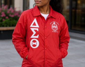 Chaqueta personalizada de nailon de Delta Sigma Theta / Chaqueta personalizada para fraternidades y hermandades / Ropa bordada de fraternidades y hermandades