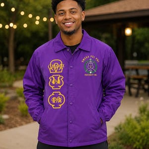 Omega Psi Phi Greek Line Jacket, Greek Letter Varsity Jacket, Custom Greek Life Jacket, Fraternity Sorority Jacket, Nylon Bomber Jacket