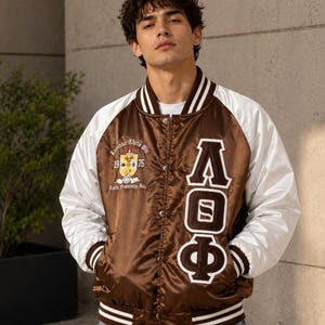 Lambda Theta Phi Greek Satin Jacket, Greek Letter Varsity Jacket, Custom Greek Letterman Jacket, Vintage Greek Jacket, Sorority Greek Jacket
