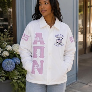 Alpha Pi Nu Greek Line Jacket, Greek Letter Varsity Jacket, Custom Greek Life Jacket, Fraternity Sorority Jacket, Nylon Bomber Jacket