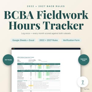 2027 BCBA Fieldwork Hours Tracker | Scores 2022 and 2027 BACB Rules Together | Supervision Log, Restricted Unrestricted | Excel + Sheets