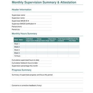 BCBA Supervisor Toolkit | Supervision Agreement Observation Note Monthly Attestation Forms | ABA Supervisor Documentation Kit afbeelding 10