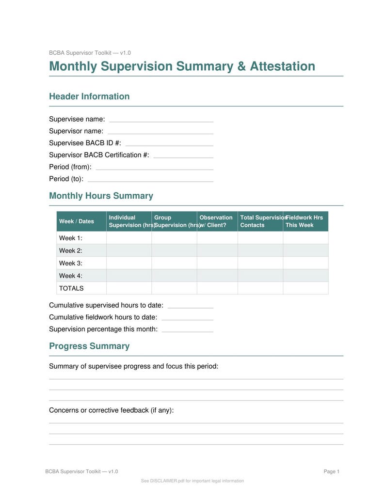 BCBA Supervisor Toolkit | Supervision Agreement Observation Note Monthly Attestation Forms | ABA Supervisor Documentation Kit afbeelding 10