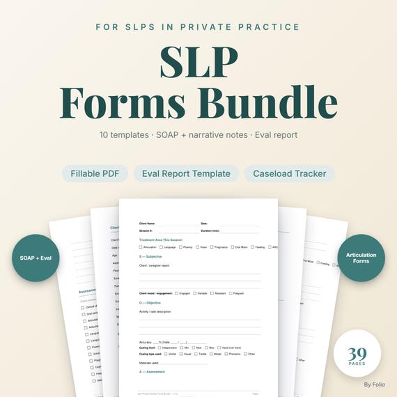 SLP Private Practice Forms Bundle | Intake, Eval, SOAP Notes (Digital Download)