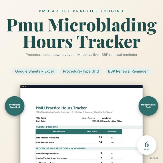 Permanent Makeup Practice Hours Tracker