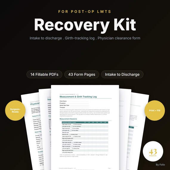 Post Op Massage Therapist Forms | Lymphatic Drainage SOAP Notes | Fillable PDF Documentation Kit for LMTs