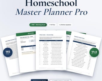 Homeschool Master Planner Pro | Charlotte Mason, Classical, Unit Studies (Editable PDF)