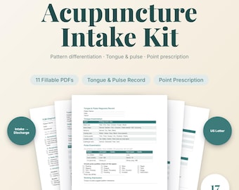 Acupuncture Intake Forms Template | TCM Patient Intake, Tongue & Pulse, Point Prescription | Fillable Documentation Kit